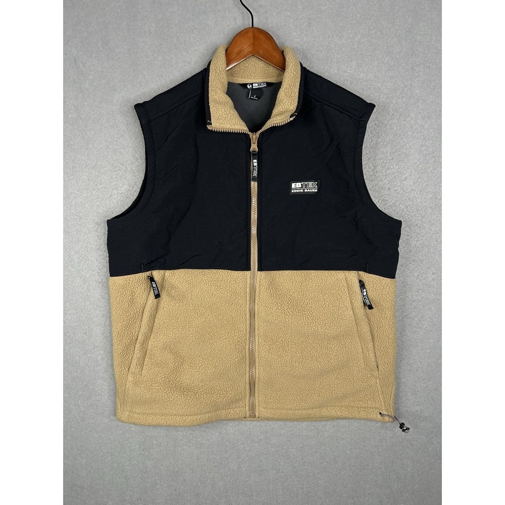 Eddie Bauer EBtek‎ Black & Tan Sherpa Lined Vest Sz Men's L